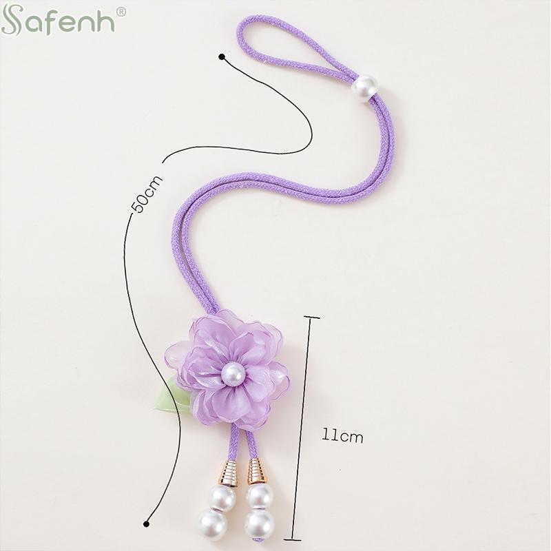 Adjustable Camellia Curtain Tieback Beautifully Punch-free Pearl Curtain Buckle Elegant Curtains Tie Rope Living Room