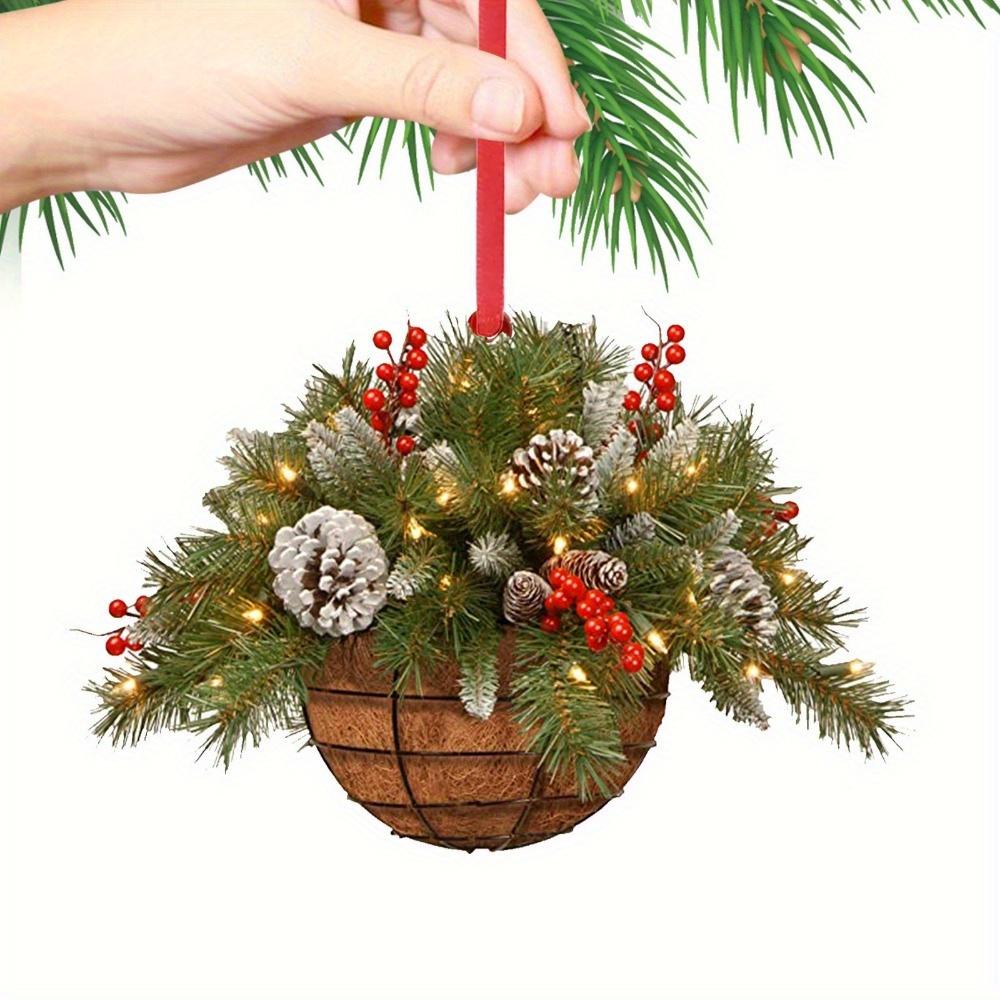 3Pcs/Lot Christmas Flower Basket Hanging Ornaments Xmas Tree Pine Cone Pendant Christmas Decorations for Home