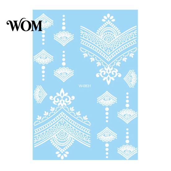 Eco-friendly Tattoo Sticker White Lace for Women, Temporary Face Body Skin-friendly Arm, Waterproof Fake Decal Wedding Party Festival Safe Tattoos