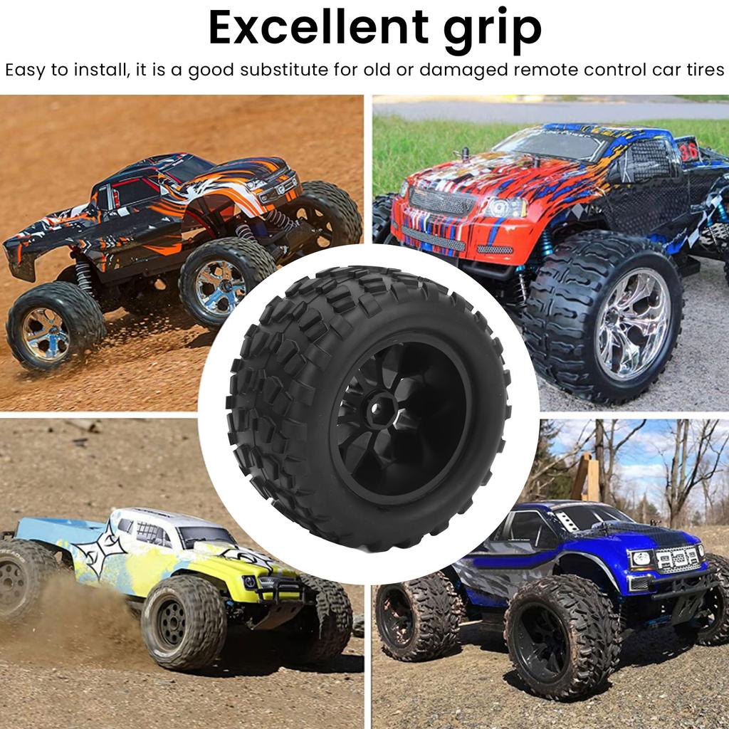 4 PCS RC Tires and Wheels RC Car Tires Replacement Rubber Tires Preglued for 1/10 RC Truck