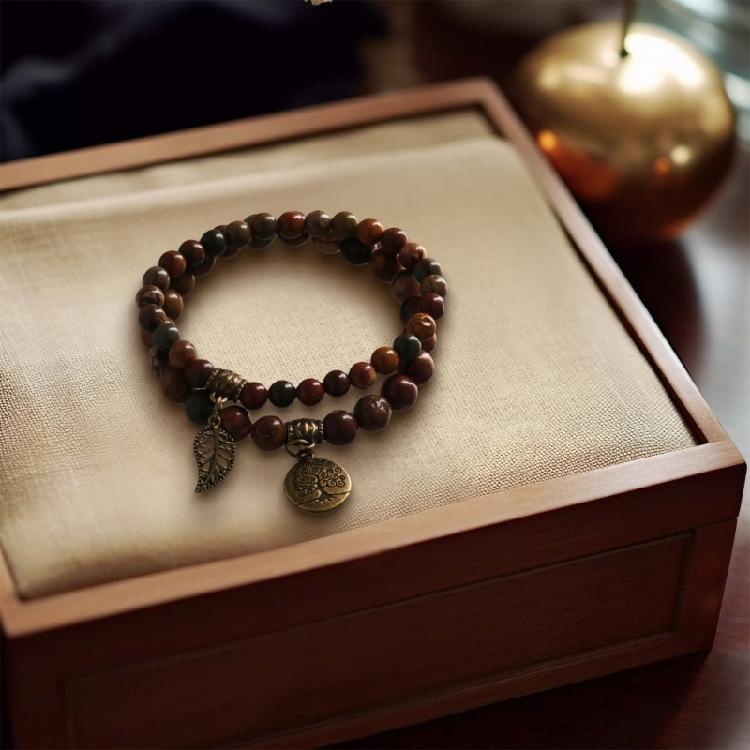 Handmade Leaf Charm Bracelet Life Tree Bangles Jewelry Gift for Women and Man