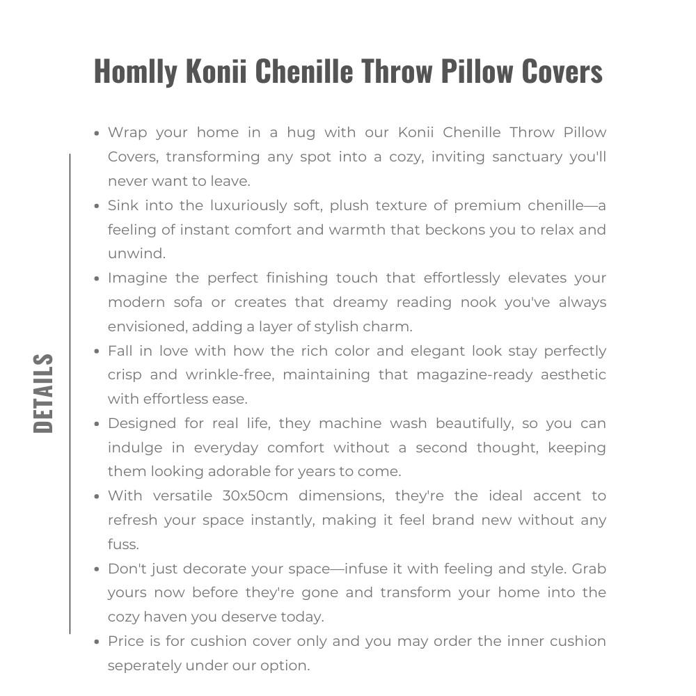 Homlly Konii Chenille ThPillow Coversrow  (30x50 CM) X2PCS