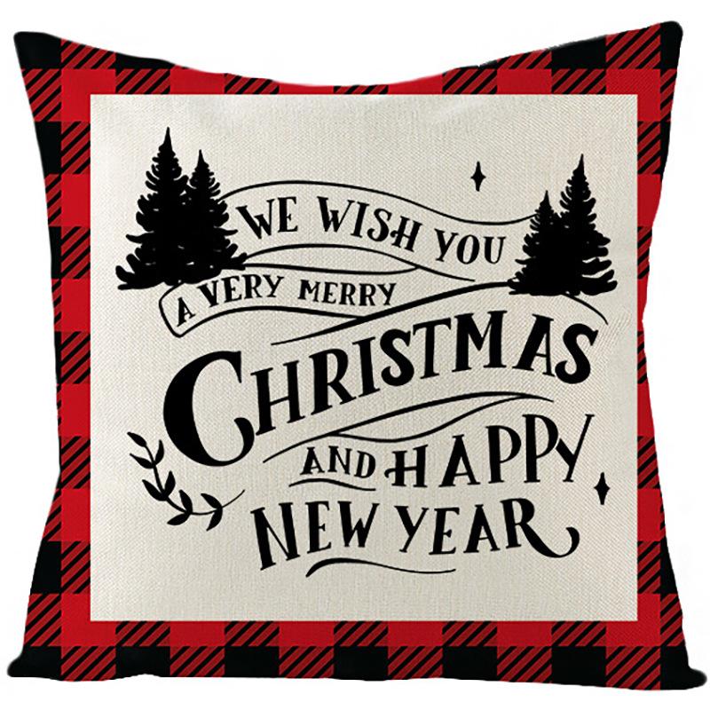 

Pillow Christmas Pillow Cover Red and Black Plaid Sofa Cushion Cover Car Backrest Lumbar Support Nordic 45 * 45 pillowcase