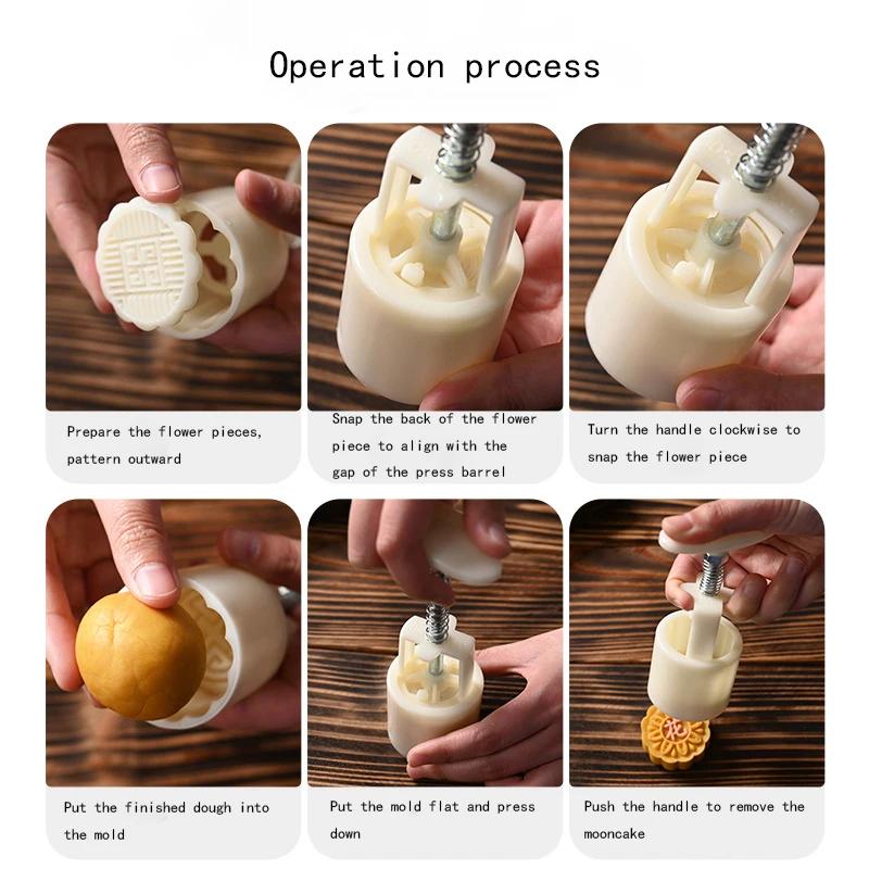 Flower Shaped Mooncake Mold Hand Press Stamp Fondant Moon Cake Decorating Tools Kitchen Cookie Cutter Pastry Baking Tool