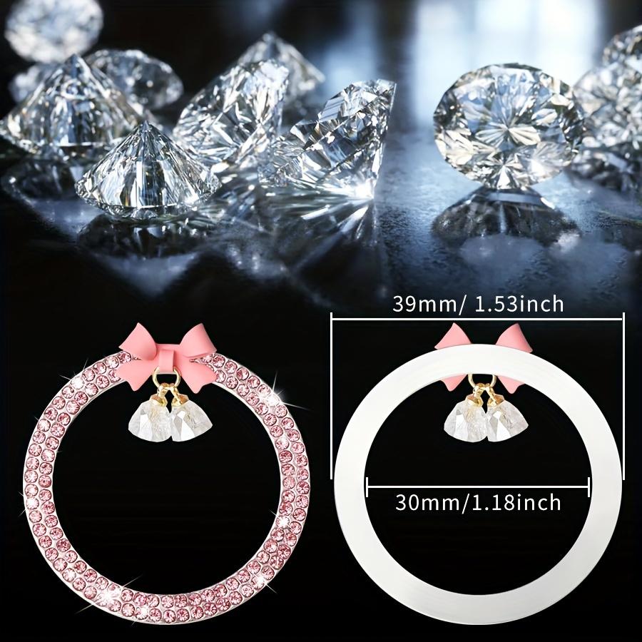 Alloy Crystal Car Decorative Ring with Rhinestone Bow for Start Engine Stop Button, 1pc Vehicle Ignition Bling Accessory