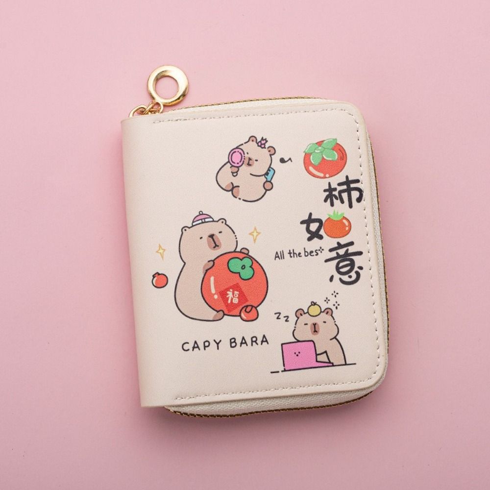 

Korean Style Capybara Pu Coin Purse Card Pocket Short Wallet Capybara Card Holders Clutch Student style3