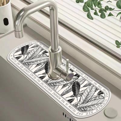 Diatomit-Spülbecken-Wasserhahn-Abtropfmatte, saugfähige Trockenmatte für Küchenarbeitsplatten, Küchenspüle, Spritzmatte, rutschfeste Tischmatte