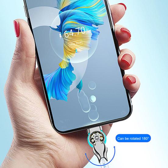 Dual Elbow USB C Cable 180 Degree Angled 3A Fast Charging & Data Sync Data Cord Nylon Braided Charging Cord for Most Phones