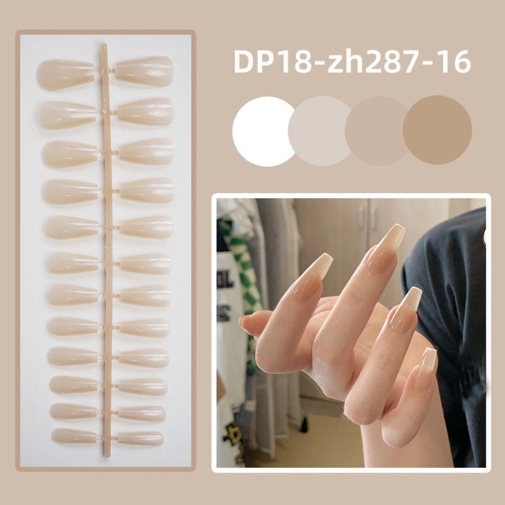 

24Pcs Full Cover Short Trapezoid False Nails Wearable Press-on Nails Solid Color Fake Nails Women DP18-zh287-16