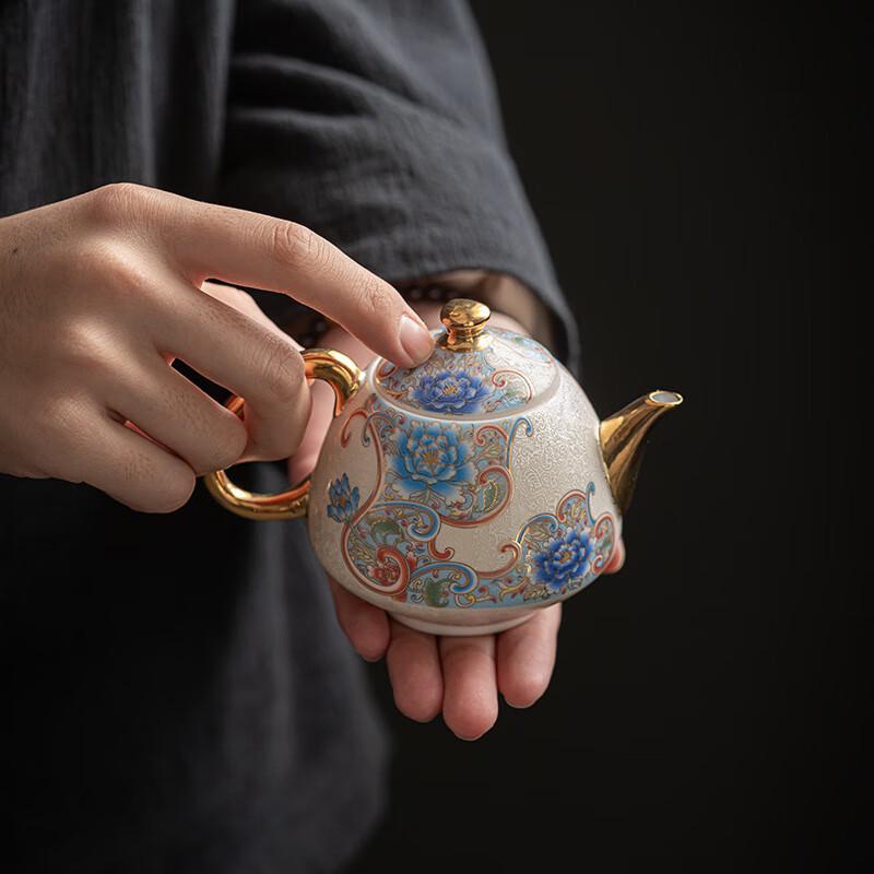 Chaxun Handmade Silver Filigree Ceramic Gongfu Tea Set