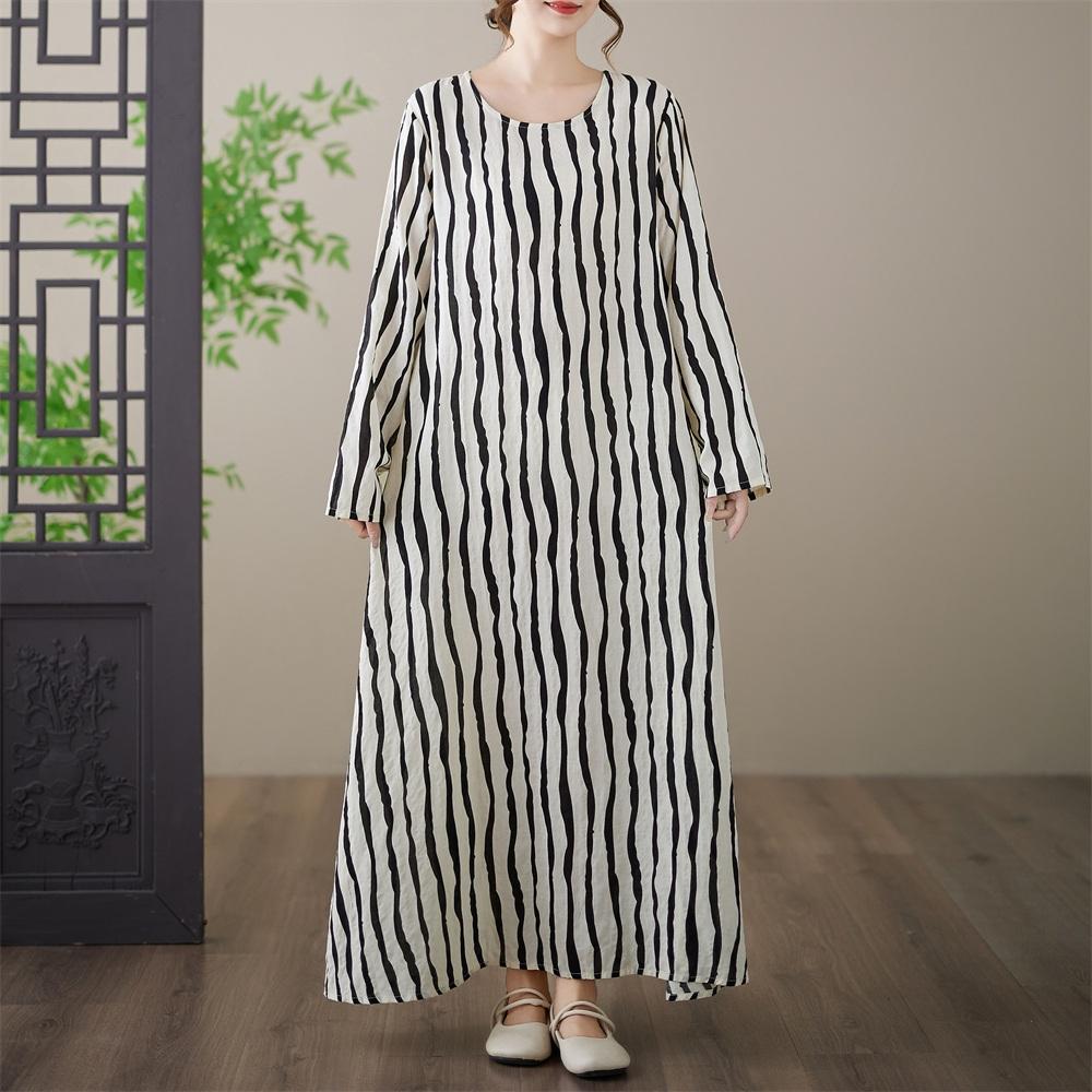 Long Sleeve Plus Size Cotton Vintage Floral New In Dresses for Women Casual Loose Spring Summer Autumn Dress