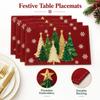 Christmas Placemat Set of 4, Christmas Tree Heat- Table Mats for Holiday Home Decor