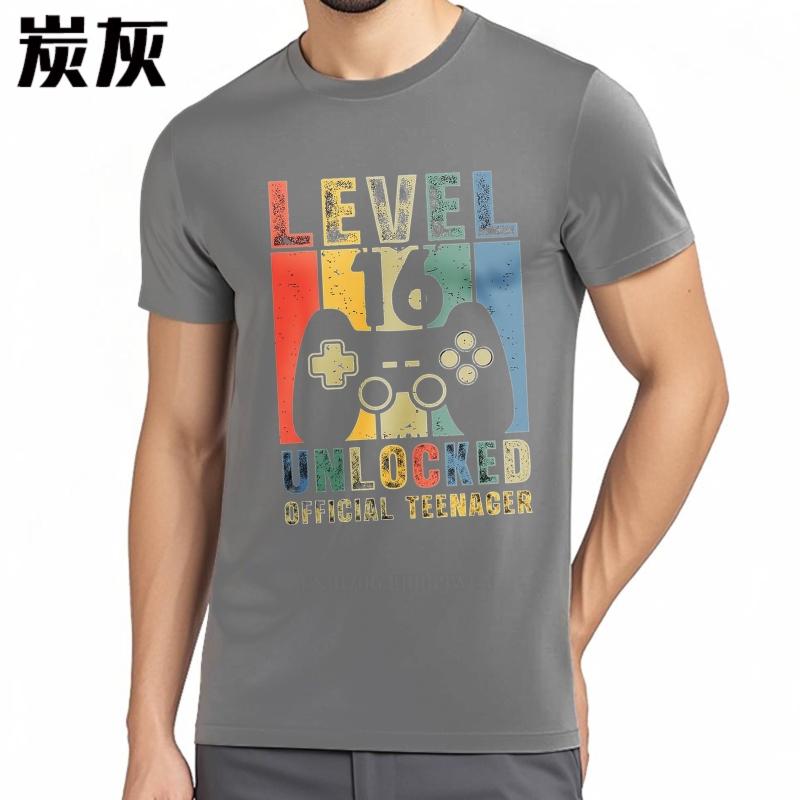 Men Brand T-shirt Oversized Summer Teenagers T-shirt Level 16 Unlocked Official Teenager Short Sleeve Soft O Neck Tee-shirt