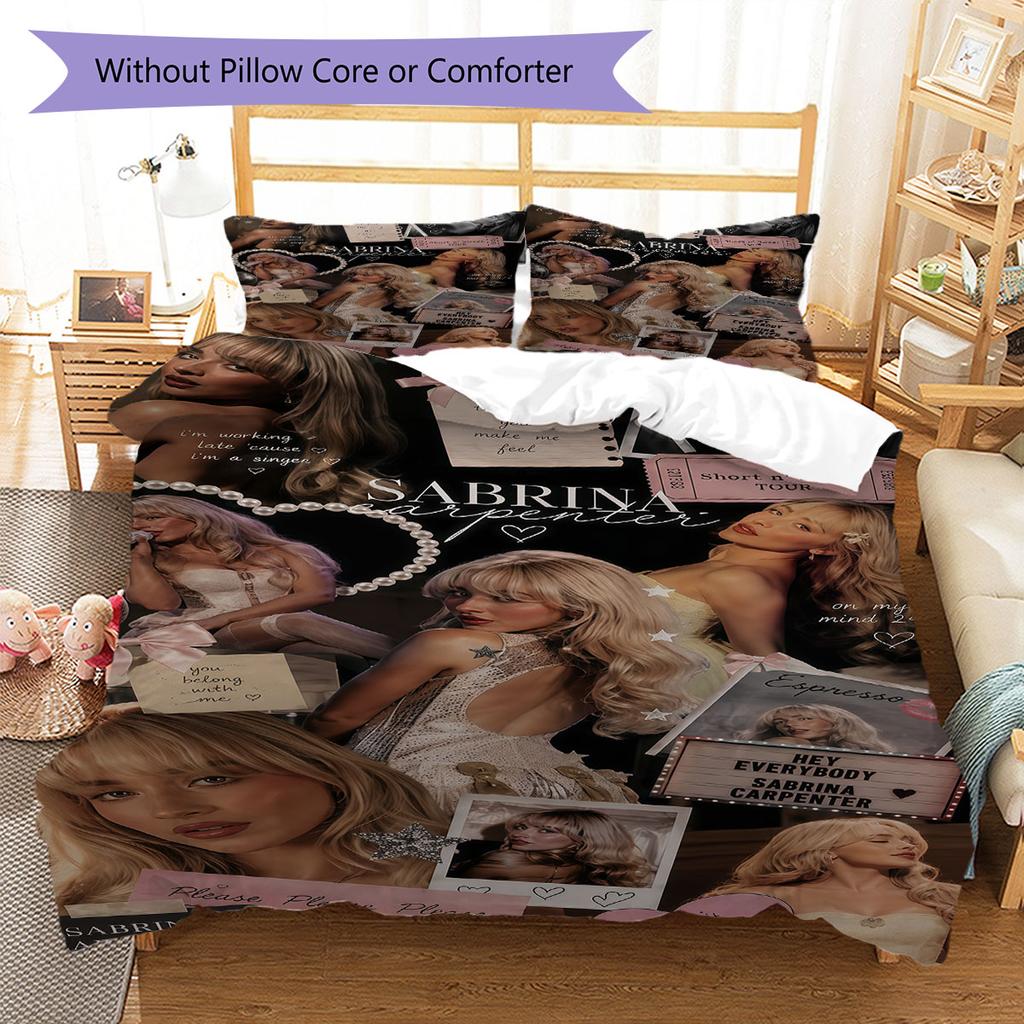 Sabrina Carpenter Bedding Quilt Set Quilt Cover Pillowcase Home Decoration Birthday Gift (1 * Duvet Cover + 2 * Pillowcase, Without Core)