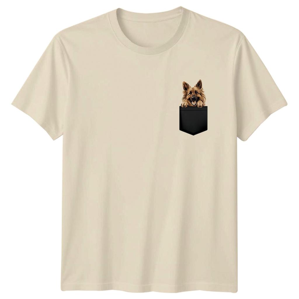 GerUnisex Shepherd Dog Pocket Animals Unisexs TShirt Unisexs Tee Graphic Canine