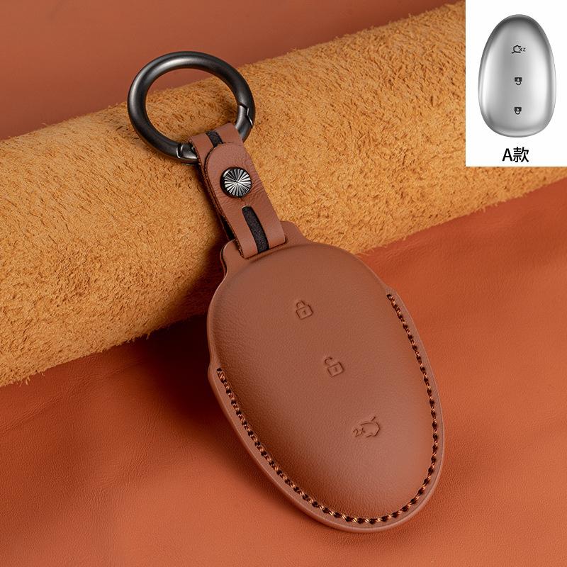 Leather Car Key Protector Key Cover For Changan Qiyuan NEVO A07 A05 Q07 Q05 Keychain Anti-Scratch Cover Garnish Accessories