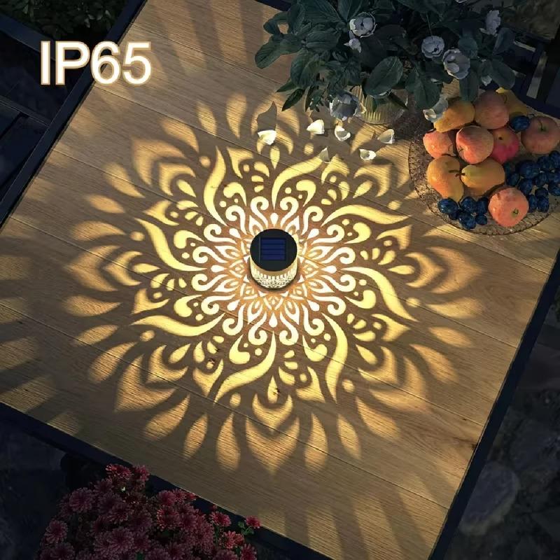 Outdoor Solar Iron Wall Lights LED Datura Flower Projection Sconce, Waterproof Garden Decorative Atmosphere Lamp for Party Patio Yard