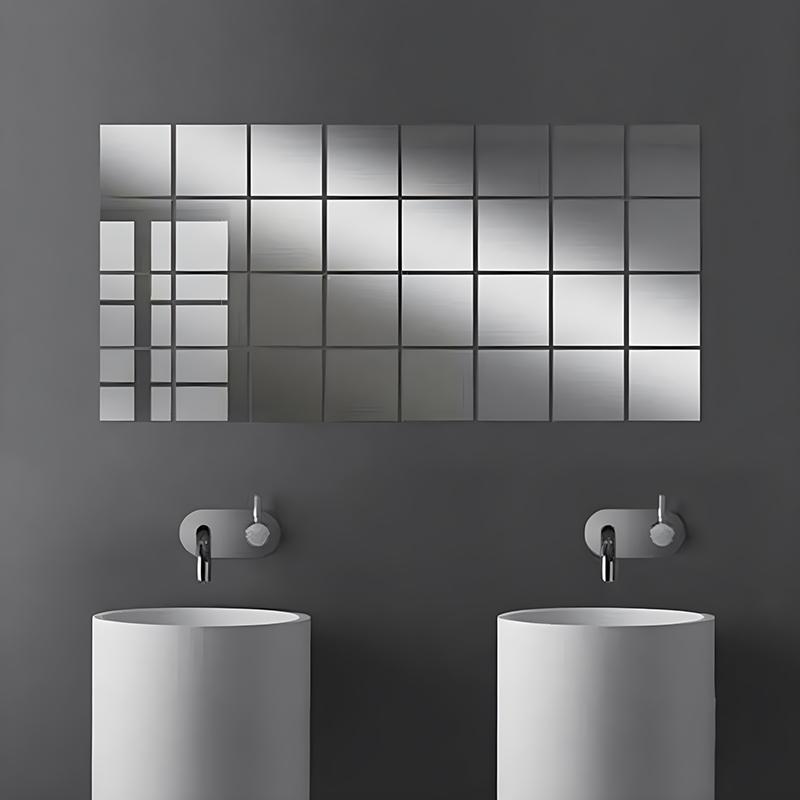1/916/32 Pcs Decals Mirror Stickers Glass Home Mosaic Set Silver Square Tiles Toilet 15*15cm Wall 15CM Acrylic Bathroom