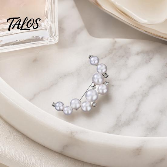 Brooch Pin, Curved Design Imitation Pearl Lapel Pin, Pearlescent Texture Badge for Coats Shirts Scarves Accessories