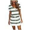 Women's Fashion Leisure Printed Loose Bandage Short Sleeve Button Jumpsuit