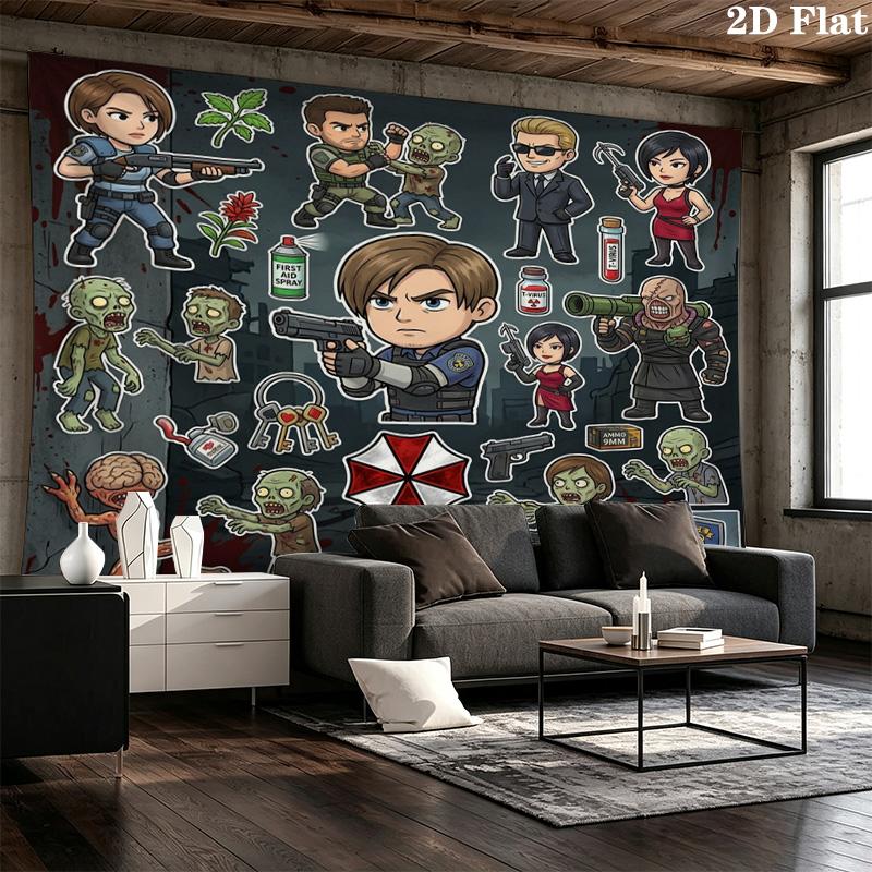 Resident Evil Wall Tapestry Aesthetic Wall Hanging Printed Fabric Blanket Decorative Tapestries For Bedroom Living Room Home Decor