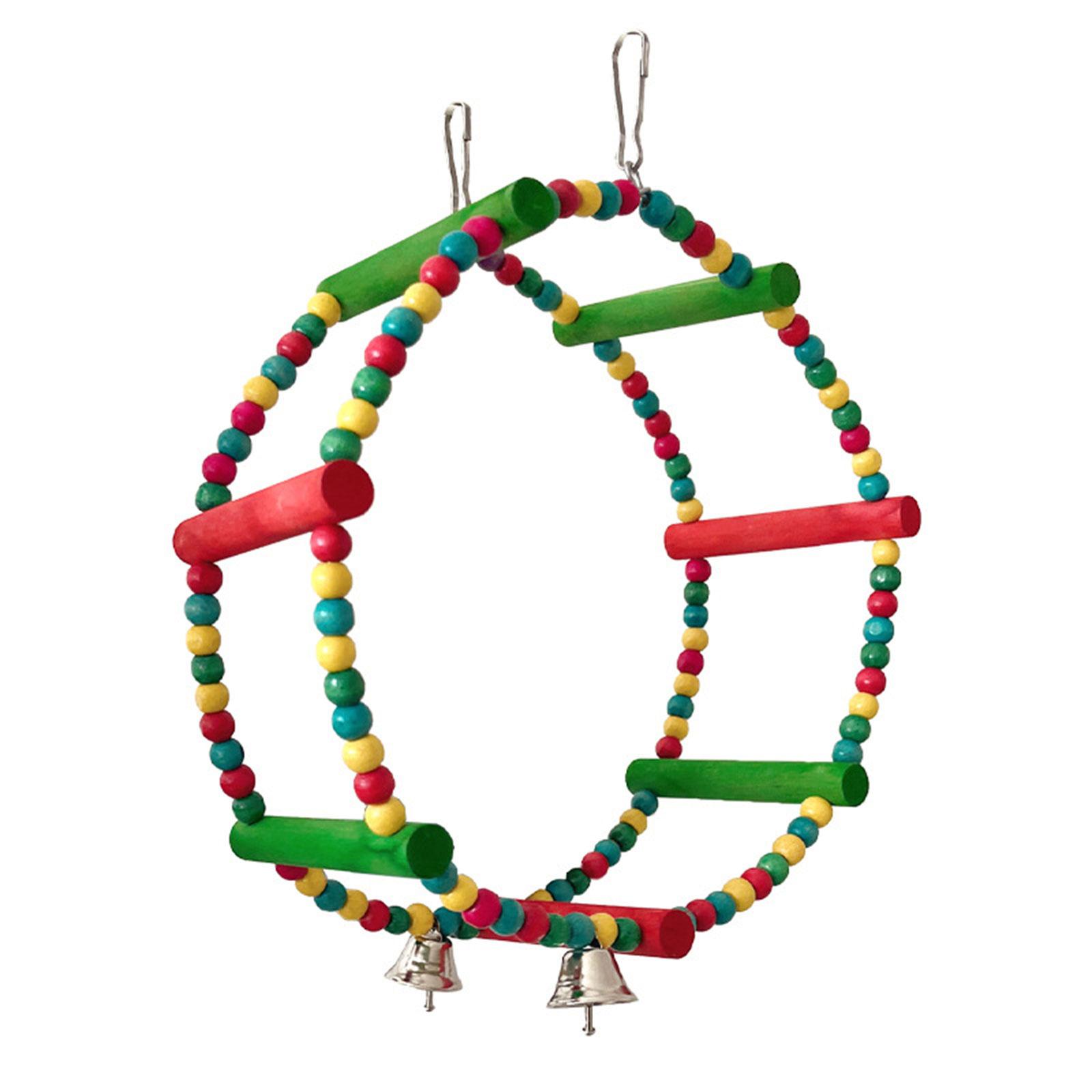 

Жевательная игрушка для птиц, клетка для птиц, стоячие качели, маленькая и средняя, клетка для птиц, деревянные бусины, качели для упражнений с колокольчиком для конур