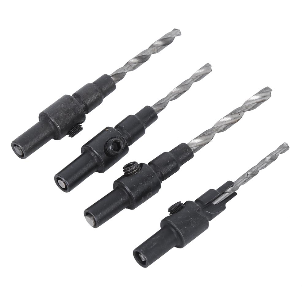 4PCs Countersink Drill Bit Conical Round Valve Rod Wrench Hand Tool Woodworking Accessory