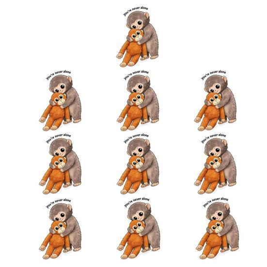 

10 Sheets Funny Monkey Hugging Plush Toy Stickers Quirky Vinyl Decals for Laptops Water Bottles Luggage Skateboards Waterproof DIY Crafts for Home B