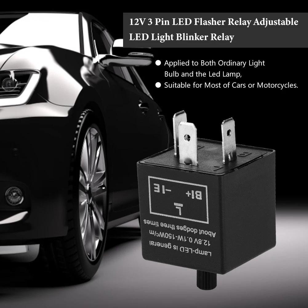 Flasher Blinker Relay Fix 12V 3 Pin Adjustable LED Light For Turn Signal Indicator Tool