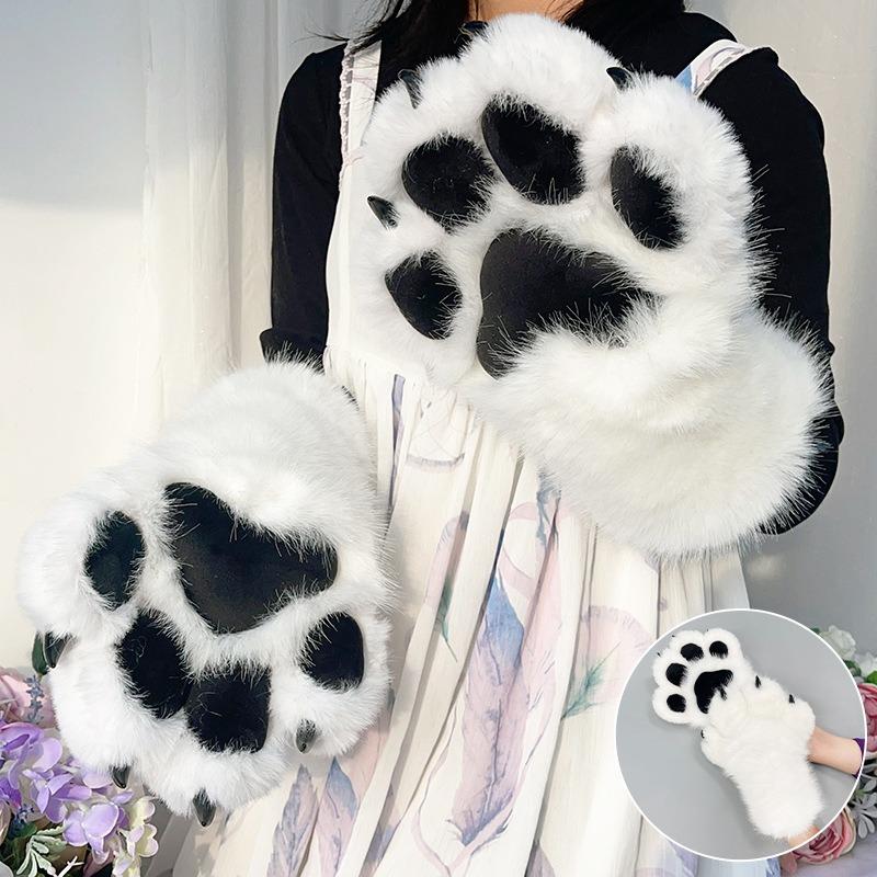 Plush Animal Claw Gloves Furry Paw Anime Kawaii Cartoon Cosplay Costume Cute Cat Paw Warm Halloween Party Props Gifts