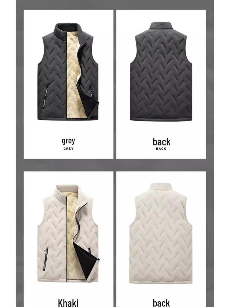 Men's Warm Lambswool Vest - Windproof, Thickened Cotton Jacket for Autumn & Winter