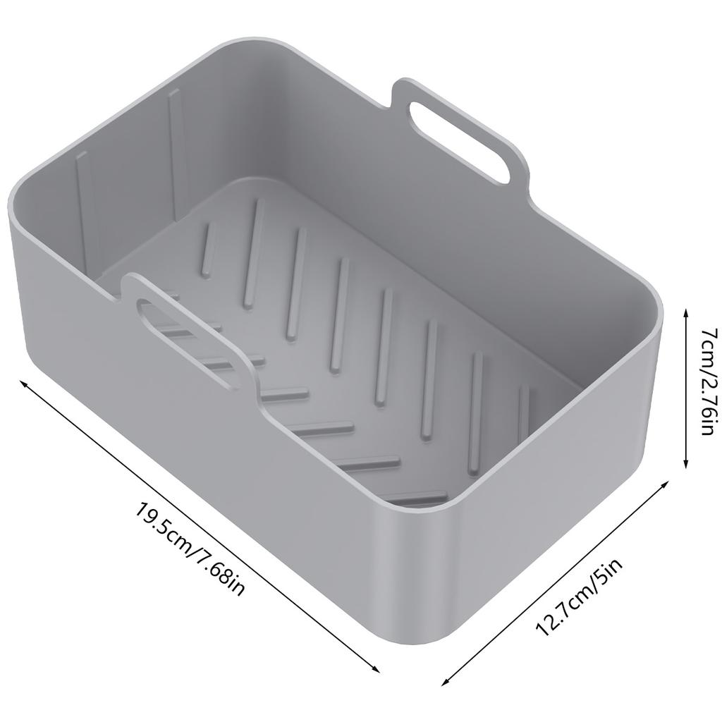 Silicone Air Fryer Pot Tray Food Safe Reusable Rectangle BBQ Barbecue Pad Plate Airfryer Oven Baking Mold Basket Pan for Kitchen