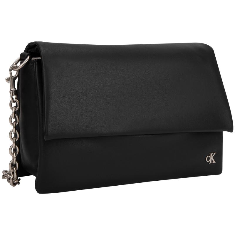 Calvin Klein Fashion Small Metal Letter Flap Chain Small Square Pillow Bag Women Crossbody Bag Space-Black DH3571-001
