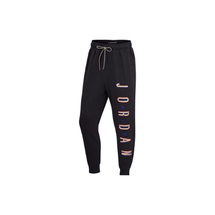 Jordan Logo Print Fleece-Lined Warm Drawstring Joggers Men Bottoms Black DN1465-010