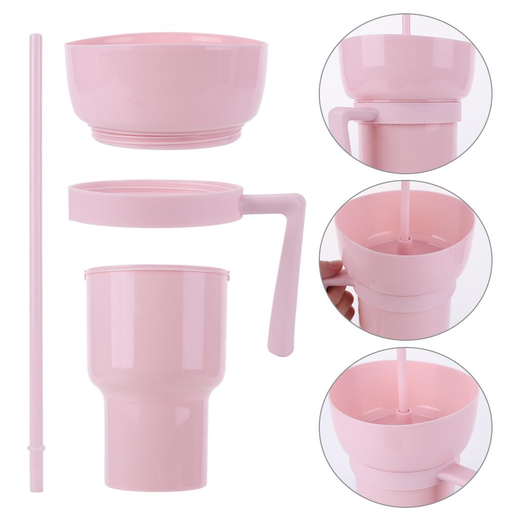 2Pcs 1000ml Portable Tumbler Leak Proof Multifunction Stadium Tumbler Multi-Purpose Popcorn Beverage Cup for Cinema Home Travel