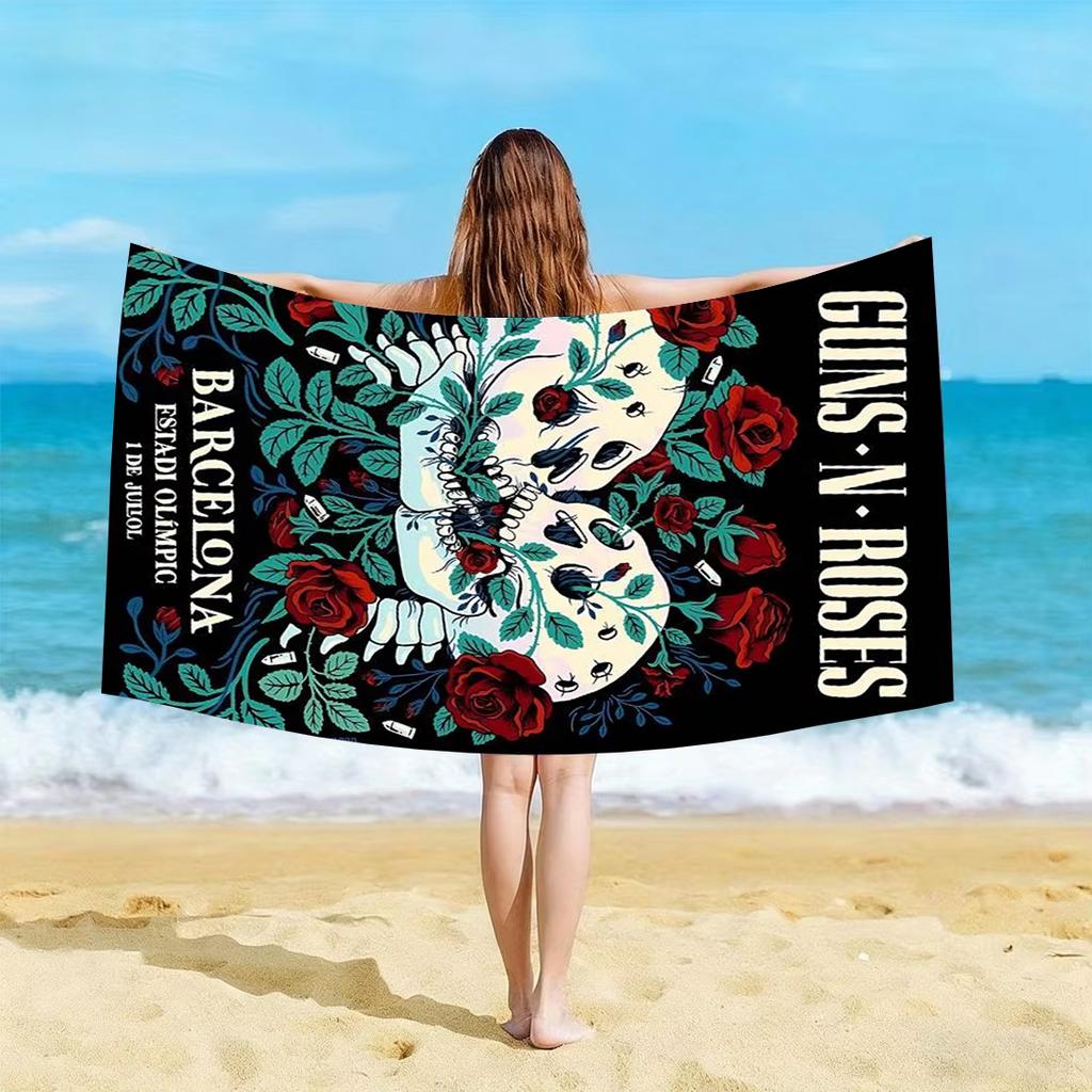 1pc G-Guns N Roses Barcelona Estadi Olimpic Beach Towel Microfiber Quick Dry Classic Hard Rock Bath Towel For Pool Beach Travel