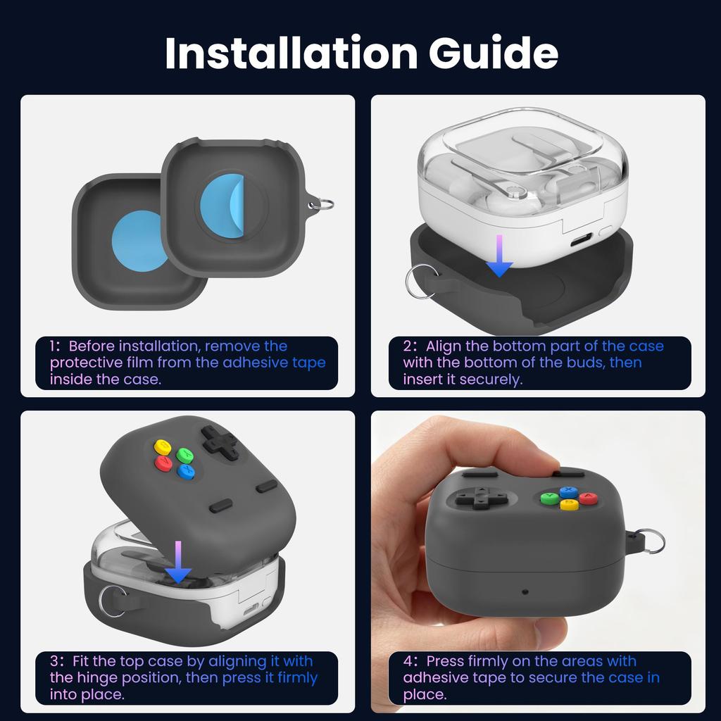 Retro Game Silicone Case for Galaxy Buds4 Buds4 Pro Shockproof Cover with Carabiner