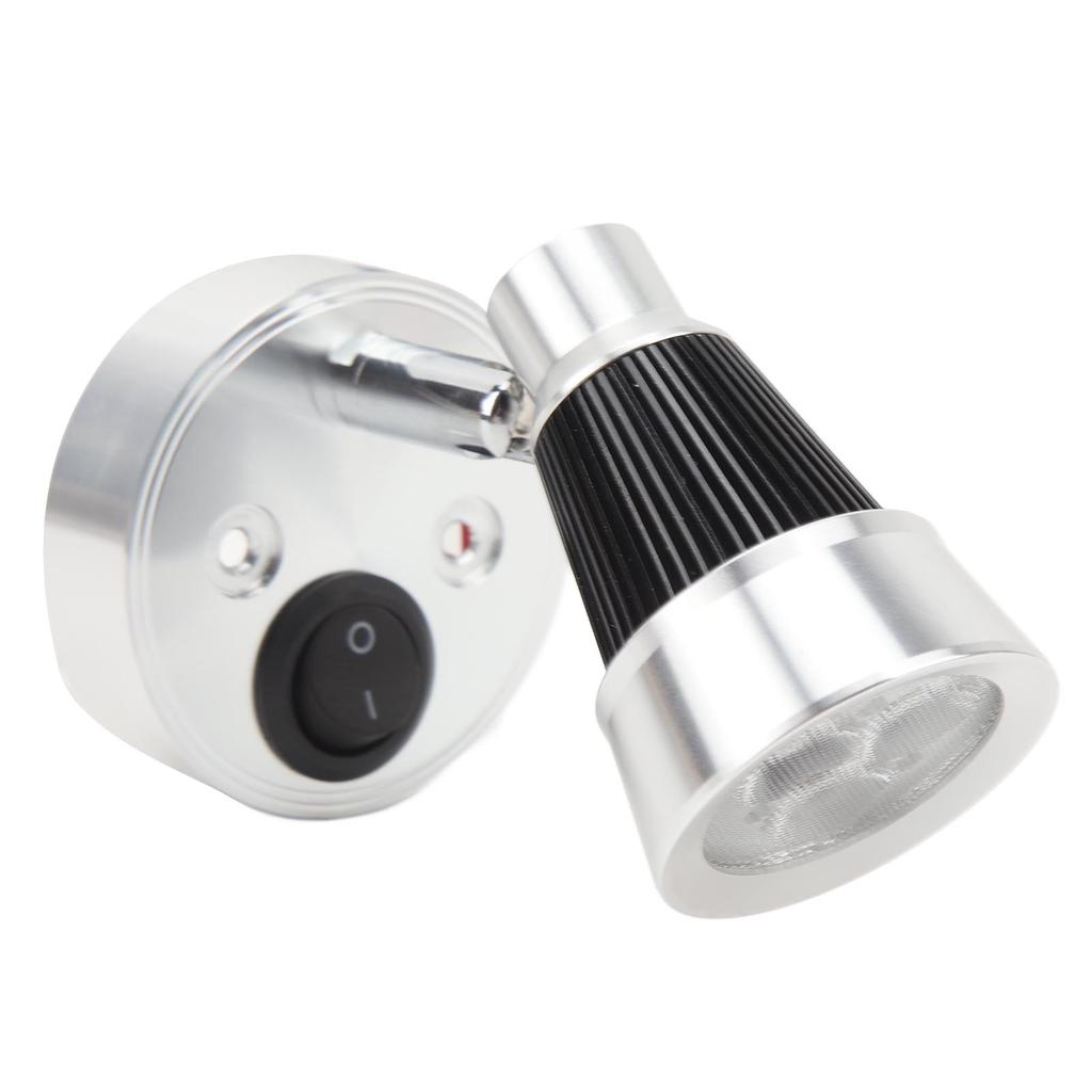 LED RV Bedside Lamp DC12 to 24V Silver 3W 3000K Warm White Portable Reading Light for Yacht Ships Bo