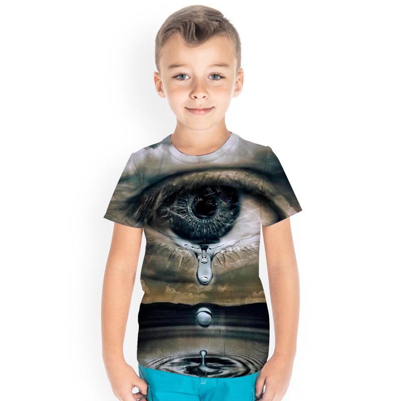 

Детская одежда мода повседневный тренд универсальный абстрактные глаза 3D цифровая печать детская одежда футболка с коротким рукавом 160cm