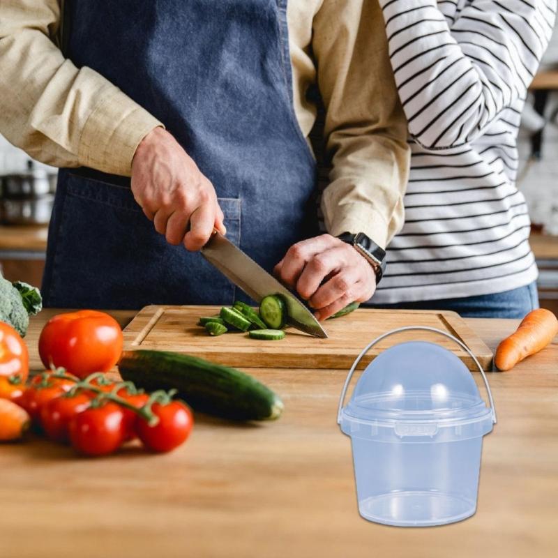 Langlebige durchsichtige Kunststoff-Lebensmittelaufbewahrungsbox Gefriersicherer Behälter Milchtee-Eimer Für Restaurants Catering Heimgebrauch
