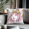 Viral SShintaro Kagoied Cushion Cover Antidustmite Pillowcase Invisible Zipper Silky Short Plush Sofa Cushion Cover