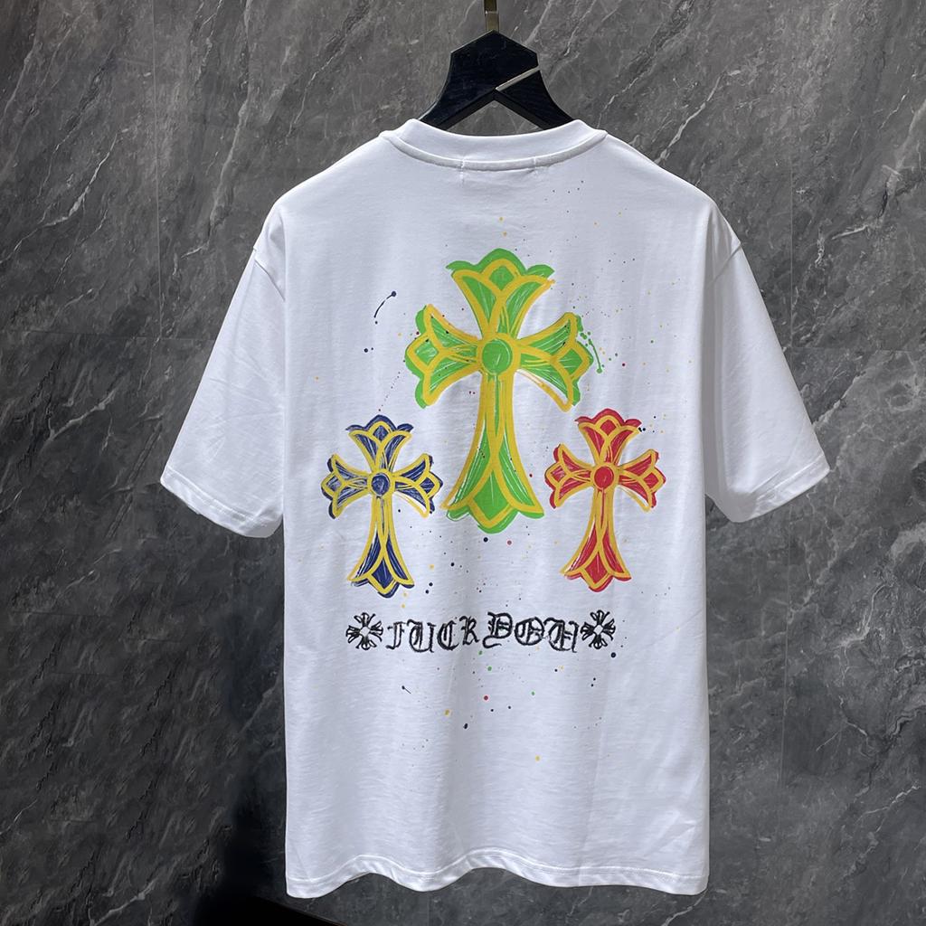 8959 CHROME HEARTS 2026 Summer New High Quality Cotton Round Neck Loose Large Size Men's and Women's T-shirt Couple T-shirt