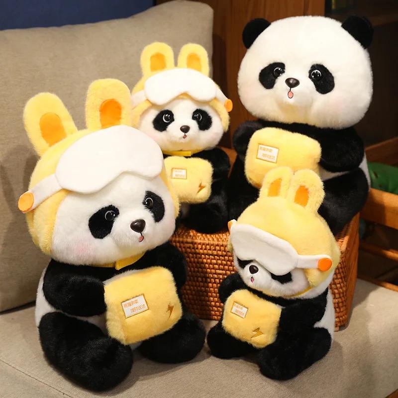 30/40cm Kawaii Foodie Panda Bear Short Plush Stuffed Animal Doll Animals Toy Pillow Cartoon Kawaii Dolls Girls Lover Gifts