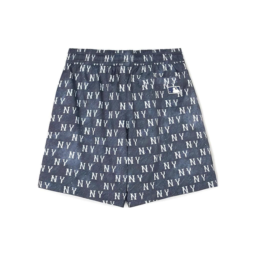 MLB New York Yankees All Over Logo Mid Rise Denim Casual Shorts Unisex Shorts Navy-Blue 3ASMM0243-50NYS