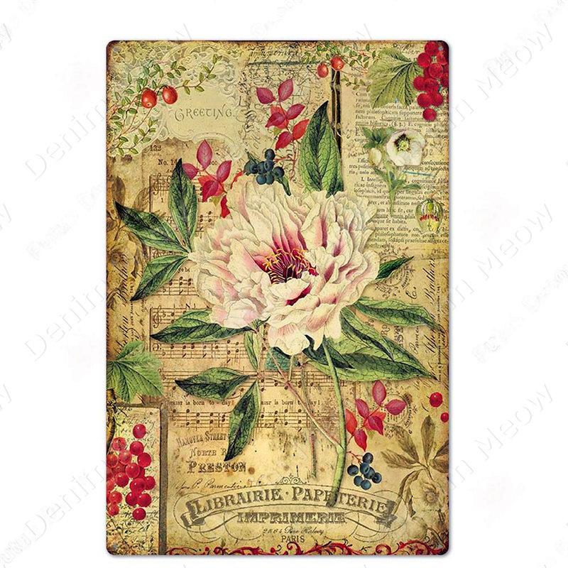 Frisch geschnittene Blumen Vintage Metallblechschild Wandplakette für Floristen Garten Hinterhof Café Familiengeschenk Dekoration N