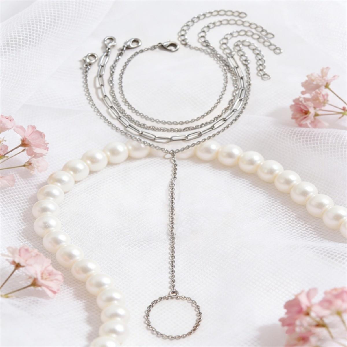 

Minimalist Twisted Chain Finger Bracelets For Women Men Elegant Punk Multilayer Link Chain Bangle Boho Aesthetic Party Zircon