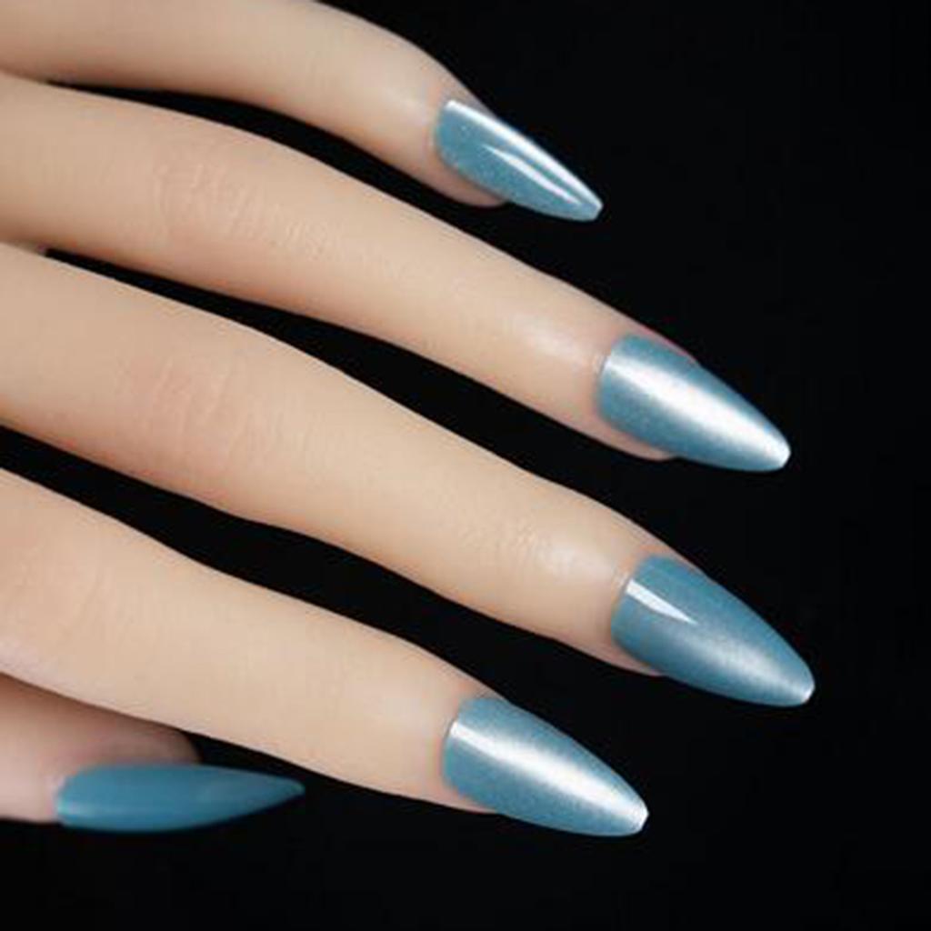 Lake Blue Fake Nails with Cat Eye Durable & Never Splitting Comfort Fake Nails for Shopping Traveling Dating
