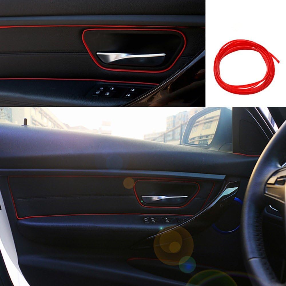 Red 5M Flexible Trim For DIY Automobile Car Interior Exterior Moulding Trim Decorative Line Strip