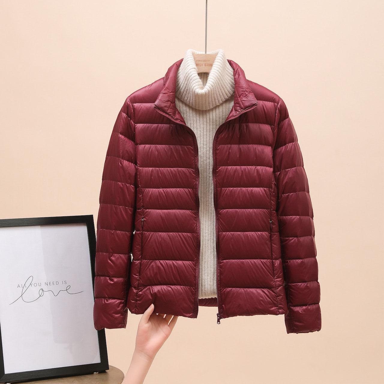 

Женские хлопковые пуховики с капюшоном, женские тонкие парки с длинными рукавами, женские ультралегкие складные пальто 8XL вино красного