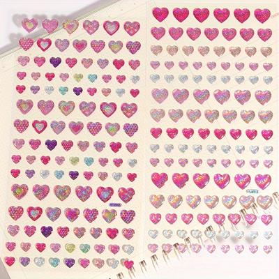 Renkli Simli Kalp Yıldız Kristal Damla 3D Çıkartmalar Scrapbooking DIY Günlük Kırtasiye Çıkartma Sayfası Dekor Hediye
